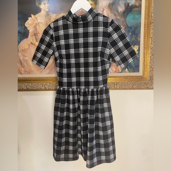 Lord & Taylor Plaid Dress XS Black and White - Picture 3 of 4